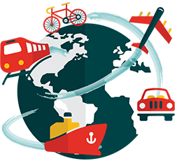 Schéma : fret aérien, routier et maritime reliés à un hub logistique multimodal